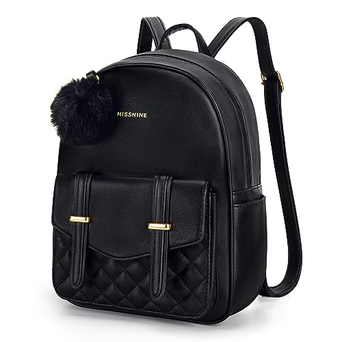 Missnine Mini Backpack for Women Cute Small Backpack Purse With Pompom PU Leather Bookbag Small Casual Daypacks For Ladies - Image 1