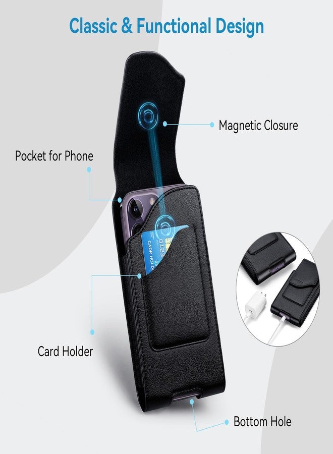 nuoku Phone Holster for Men Belt with Card Holder for iPhone Air 17/16/15/14/13/12/11 Pro Max, Cell Phone Belt Holder for Men Compatible with Samsung Galaxy S25, S24, S23 A54 A53 A52 (Black) - Image 2