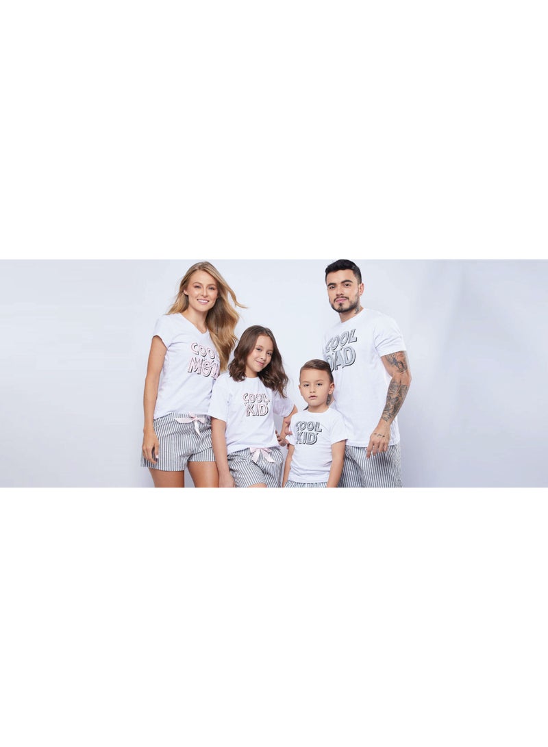 Talulah Cool Dad Pajamas Set, Men PJs, White Grey, 100% Cotton - Image 2