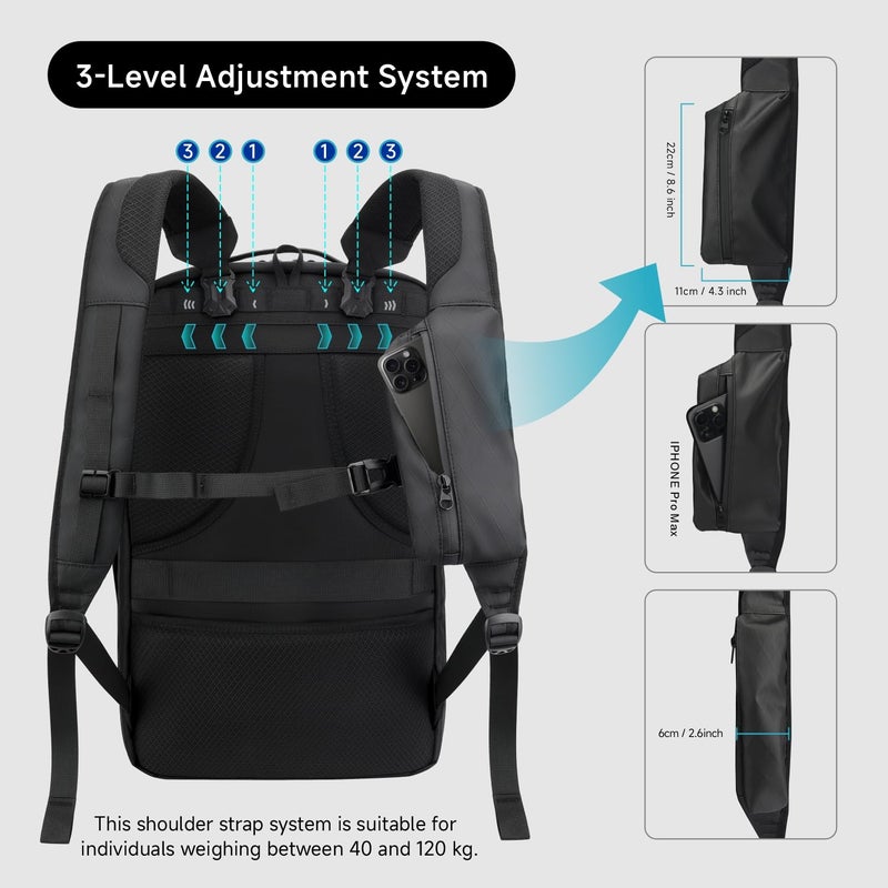 SWICKY 40L Travel Backpack for Men â€“ TSA Friendly Carry-On, 17.3" Laptop Sleeve, Water-Resistant, Quick-Access Phone Pocket, Large Weekender for Travel & Commute - Image 4