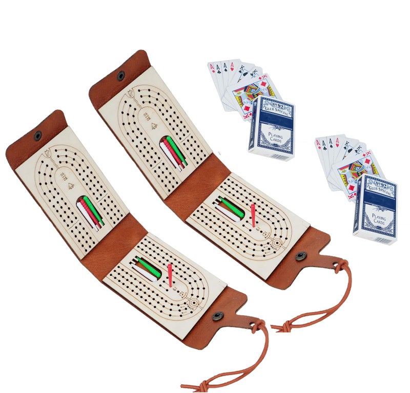 PARAROSE Travel Cribbage Board Game Set Portable Travel Games Includes Storage Space 2 Deck 12 Pegs of Cards and Instructions Classic Family Cribbage Game Ideal for Family Fun and Entertaining 2pack - Image 3