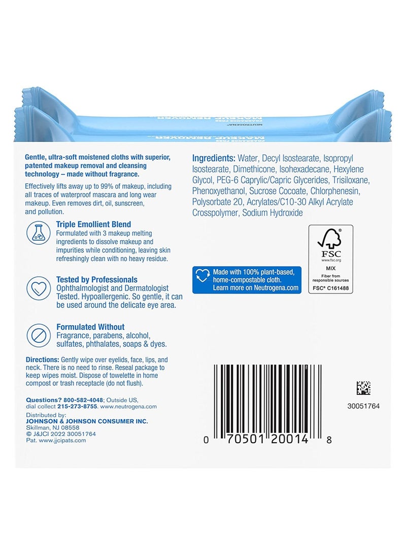 Neutrogena Neutrogena Makeup Remover Cleansing Face Wipes, Value Twin Pack, 25 Count - Image 2