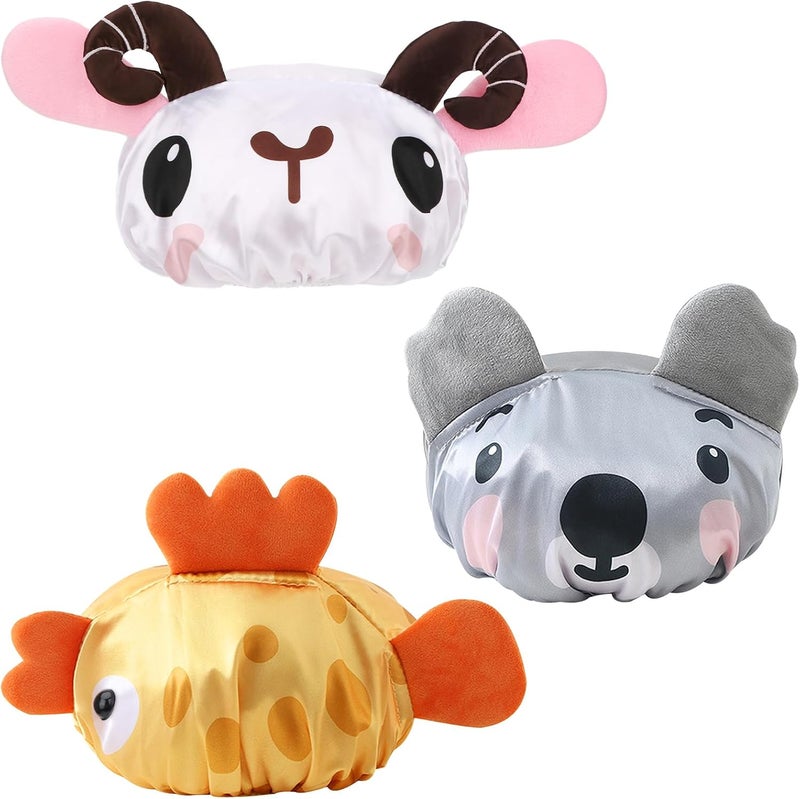كليفلاي 3 قطع قبعات استحمام حيوانات لطيفة للأطفال قابلة لإعادة الاستخدام ومقاومة للماء