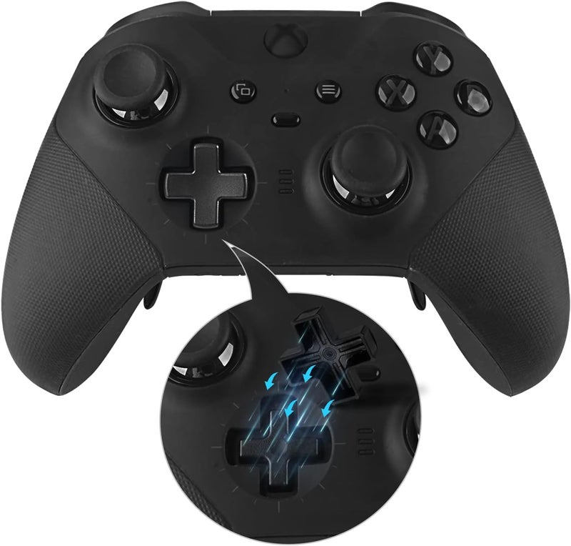 TOMSIN حزمة مكونات TOMSIN لجهاز التحكم اللاسلكي Xbox Elite Series 2 Core، تشمل الإكسسوارات 4 عصي تحكم مغناطيسية معدنية، و4 أزرار قابلة للتبديل، و1 لوحة توجيه (D-pad) سوداء اللون. - Image 3