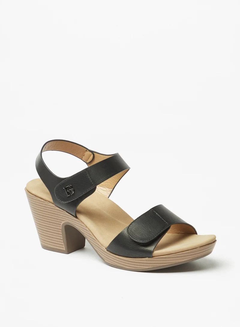فلورا بيلا من شو إكسبرس Womens Solid Block Heel Strap Sandals With Hook And Loop Closure By Shoexpress