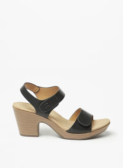 Flora Bella By Shoexpress Womens Solid Block Heel Strap Sandals With Hook And Loop Closure By Shoexpress