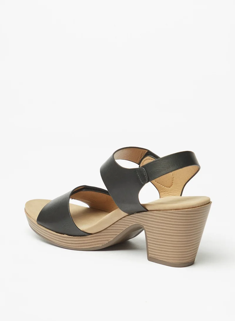 فلورا بيلا من شو إكسبرس Womens Solid Block Heel Strap Sandals With Hook And Loop Closure By Shoexpress