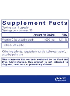 Pure Encapsulations Ascorbic Acid Capsules ; Vitamin C Supplement For Antioxidant Defense Immune Support And Vascular Integrity* ; 90 Capsules  - Image 3