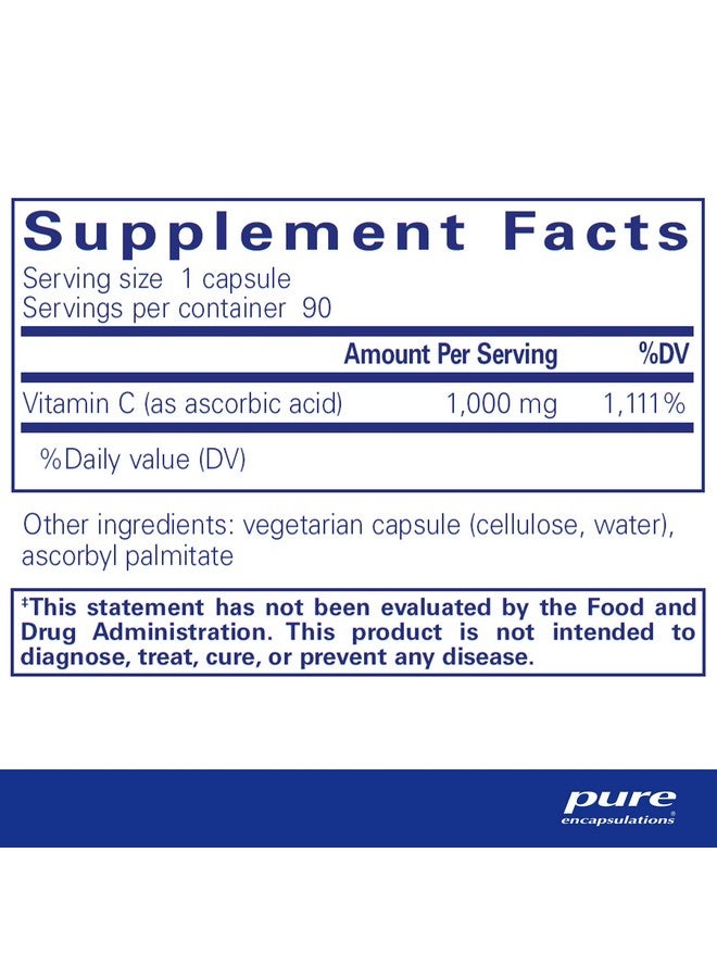 Pure Encapsulations Ascorbic Acid Capsules ; Vitamin C Supplement For Antioxidant Defense Immune Support And Vascular Integrity* ; 90 Capsules - Image 3