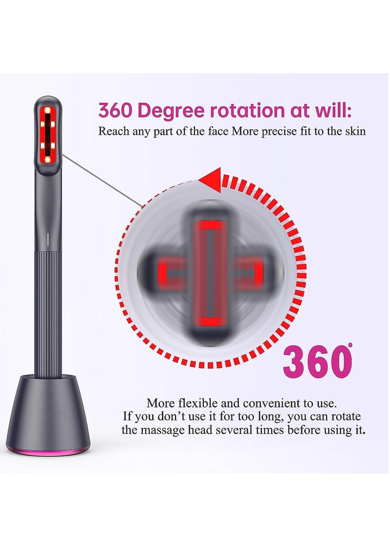 Generic - 4-in-1 Face Skin Tightening Machine with Red Light Therapy & Massager - Anti-Aging Tool for Wrinkle Reduction, Upgraded 2022 Version in Dark Grey/Fuchsia - Image 1