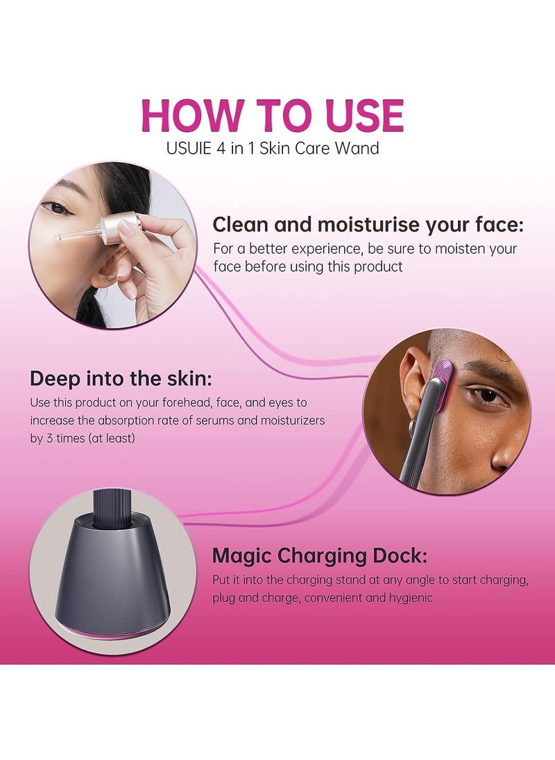 Generic - 4-in-1 Face Skin Tightening Machine with Red Light Therapy & Massager - Anti-Aging Tool for Wrinkle Reduction, Upgraded 2022 Version in Dark Grey/Fuchsia - Image 1