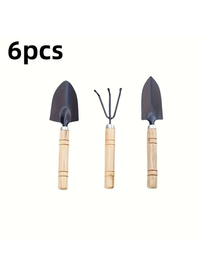 6pcs Heavy Duty Metal Garden Tool Set with Trowel Shovel Weeder Cultivator - Image 1