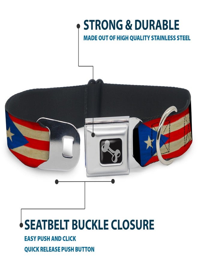Buckle Down Dog Collar Seatbelt Buckle Puerto Rico Flag Weathered 18 to 32 Inches 1.5 Inch Wide, DC-W34267-WL - Image 4
