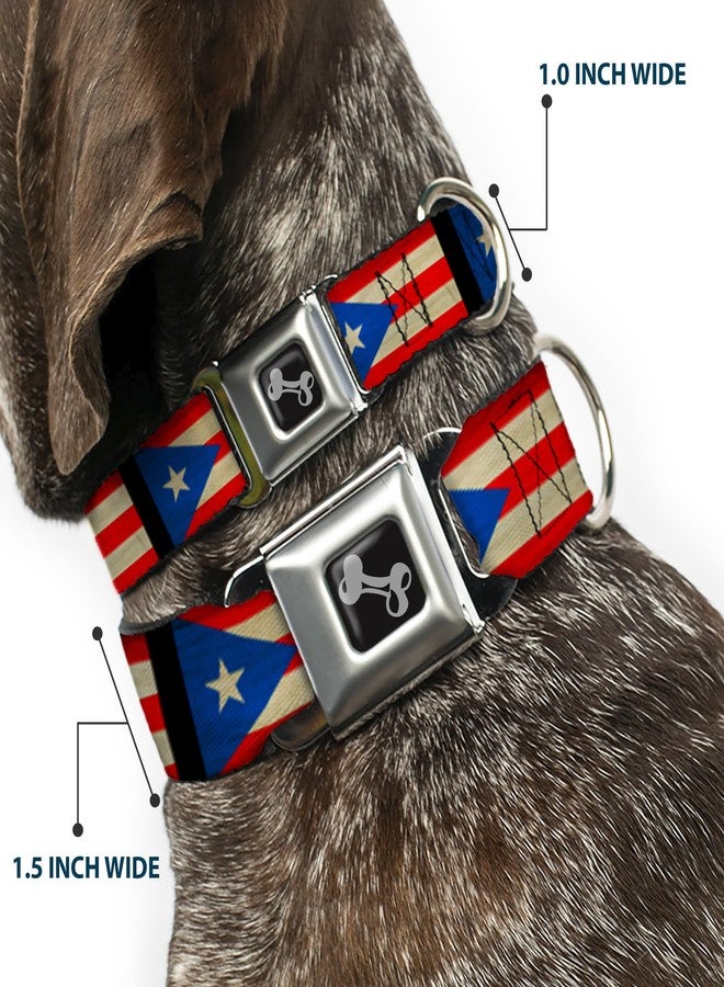 Buckle Down Dog Collar Seatbelt Buckle Puerto Rico Flag Weathered 18 to 32 Inches 1.5 Inch Wide, DC-W34267-WL - Image 2