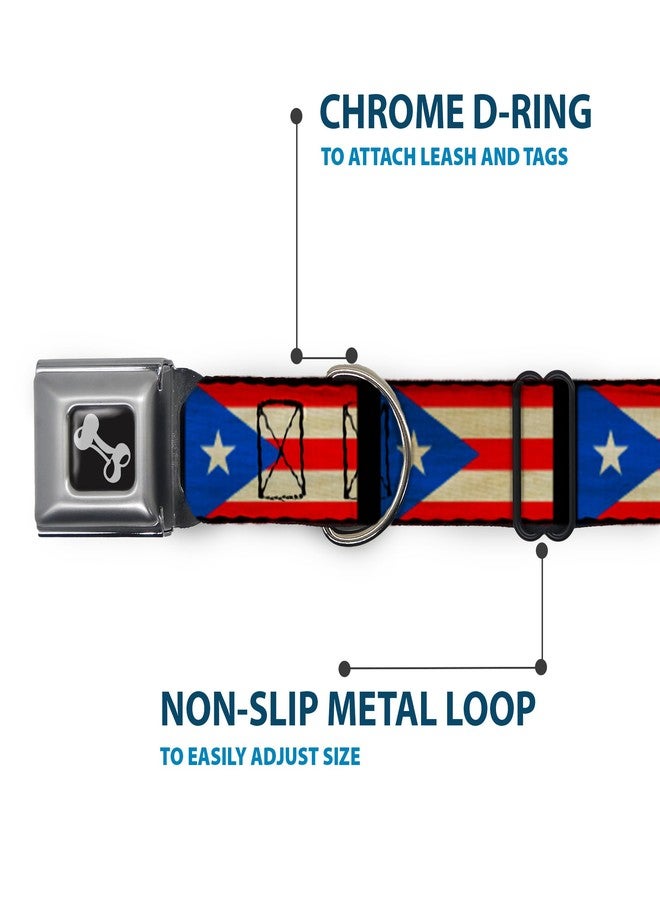 Buckle Down Dog Collar Seatbelt Buckle Puerto Rico Flag Weathered 18 to 32 Inches 1.5 Inch Wide, DC-W34267-WL - Image 5