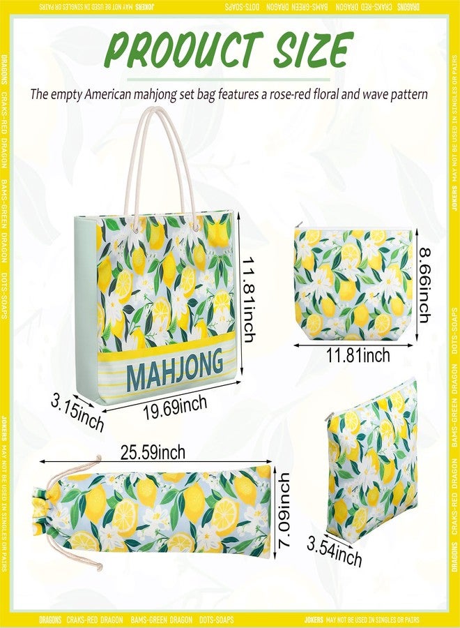 Soulchen 3 Pcs Empty Mahjong Bag Set American Mahjong Buckled and Zippered Carrying Bag with Handle, Tile case and Drawstring Protective Sleeve for Rack Game Travel Accessories Gift(Lemon) - Image 2