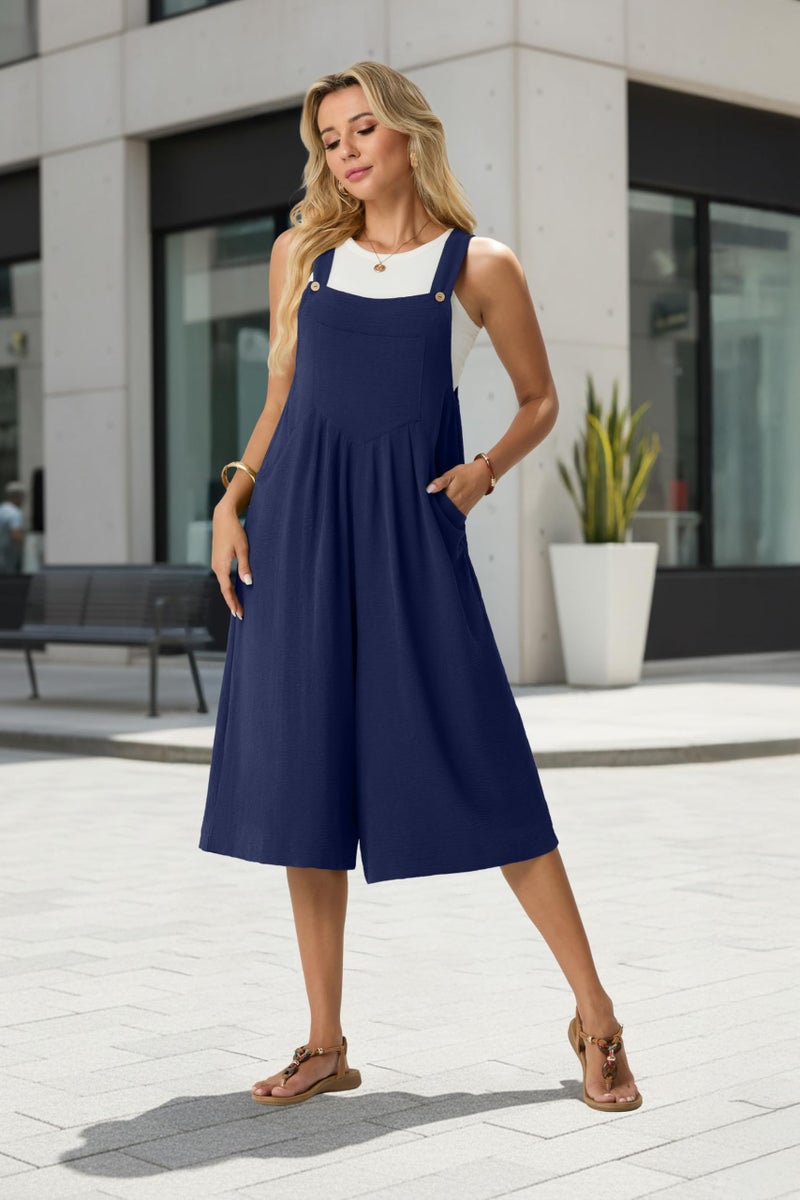 Lepunuo Rompers for Seniors Women Summer Casual Bib Jumpers Boho Short Jumpsuits Overalls with Pockets Vacation - Image 2