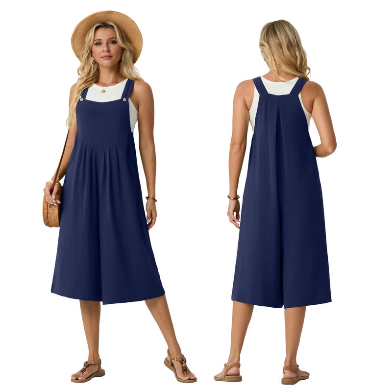 Lepunuo Rompers for Seniors Women Summer Casual Bib Jumpers Boho Short Jumpsuits Overalls with Pockets Vacation - Image 5