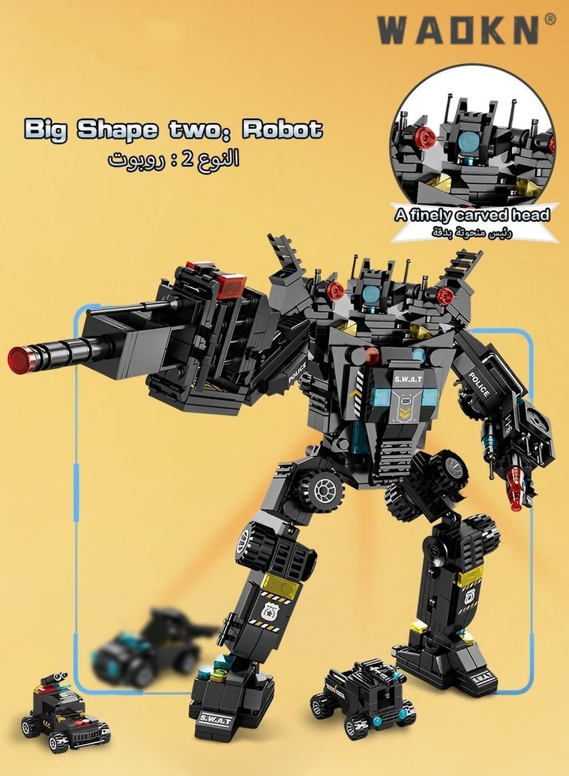 WAOKN Police Series Building Blocks,51 Variants And Transformable Robots,Widely Compatible,Kid Puzzle Toy - Image 3