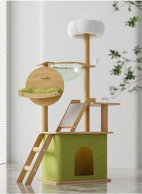 Multifunction Large Cat Tree Nest with Clear Space Capsule Natural Sisal Cat Hammock Playing Toys for Cat Plush Jumping Platform Scratching Post Cat House for Pet Cats 55x40x140