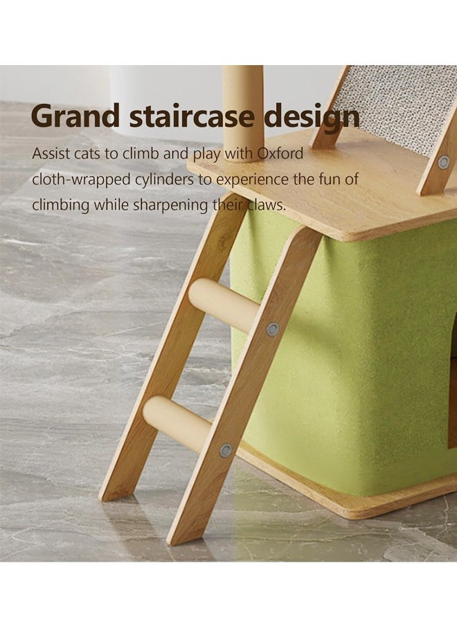 Multifunction Large Cat Tree Nest with Clear Space Capsule Natural Sisal Cat Hammock Playing Toys for Cat Plush Jumping Platform Scratching Post Cat House for Pet Cats 55x40x140
