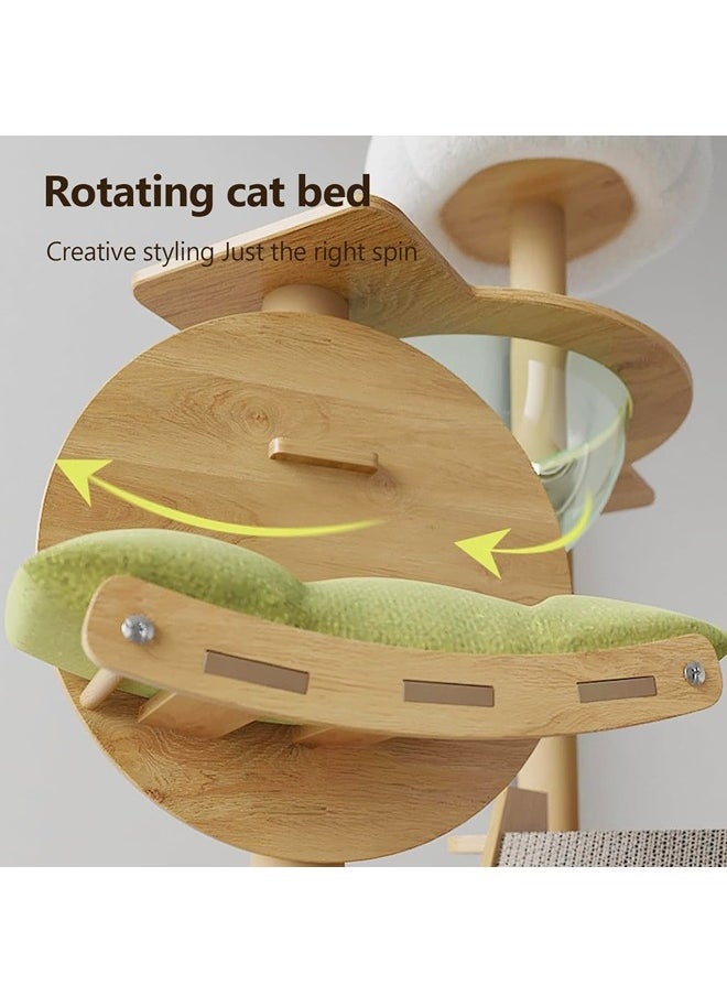 Multifunction Large Cat Tree Nest with Clear Space Capsule Natural Sisal Cat Hammock Playing Toys for Cat Plush Jumping Platform Scratching Post Cat House for Pet Cats 55x40x140
