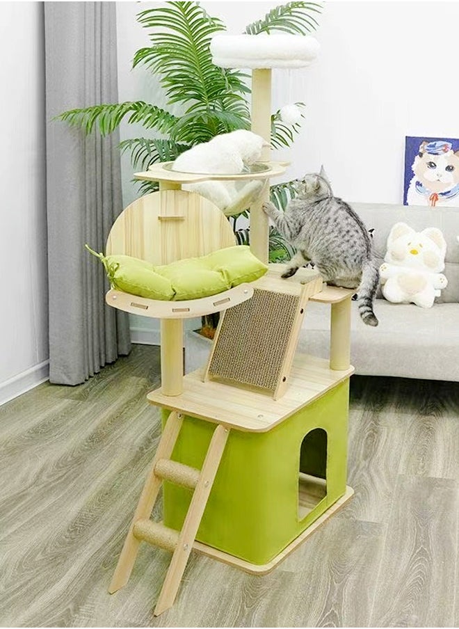 Multifunction Large Cat Tree Nest with Clear Space Capsule Natural Sisal Cat Hammock Playing Toys for Cat Plush Jumping Platform Scratching Post Cat House for Pet Cats 55x40x140