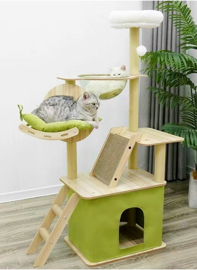 Multifunction Large Cat Tree Nest with Clear Space Capsule Natural Sisal Cat Hammock Playing Toys for Cat Plush Jumping Platform Scratching Post Cat House for Pet Cats 55x40x140