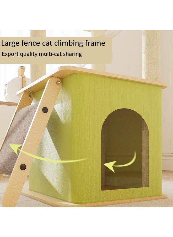 Multifunction Large Cat Tree Nest with Clear Space Capsule Natural Sisal Cat Hammock Playing Toys for Cat Plush Jumping Platform Scratching Post Cat House for Pet Cats 55x40x140