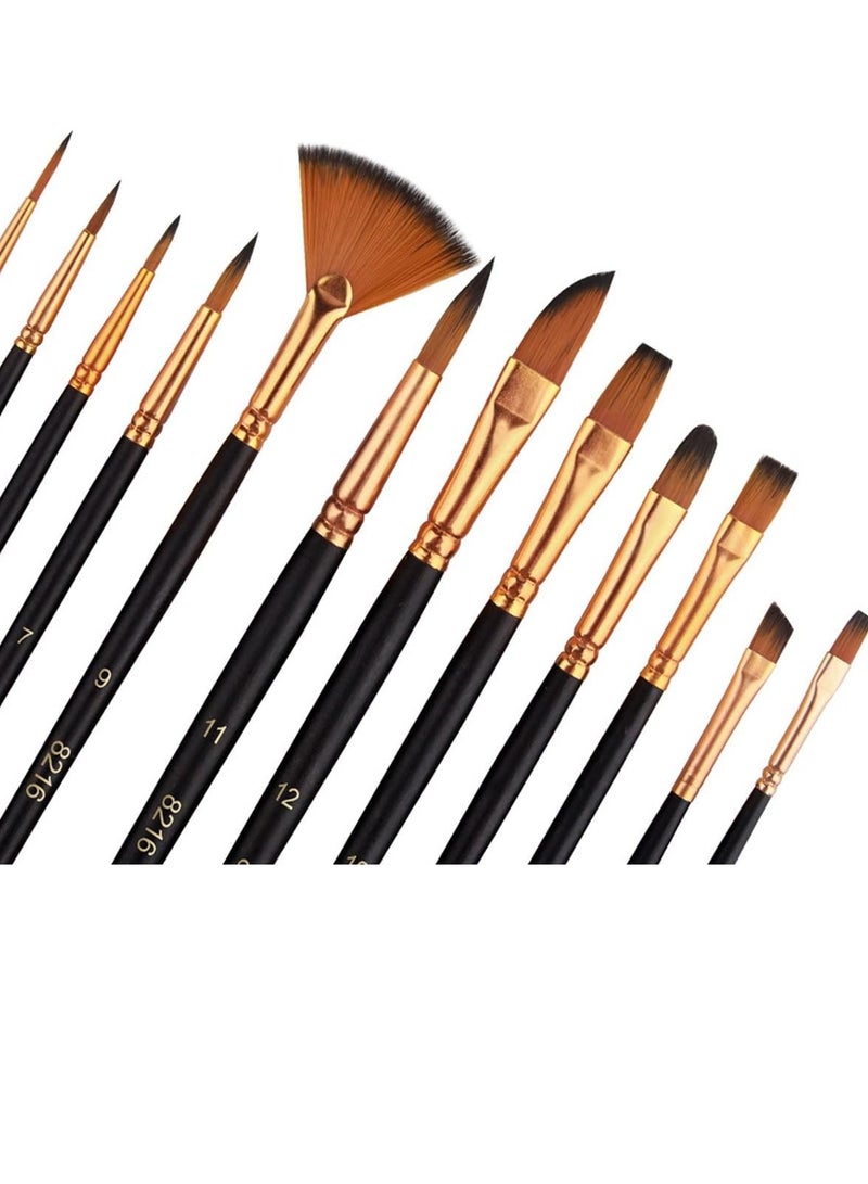 ECVV Artist Paint Brush Set of 12pcs, Professional Painting Brushes Kit for Body Art, Face, Nail Art, Beginners Experts Paint Brushes, for Kids Adults - Image 1