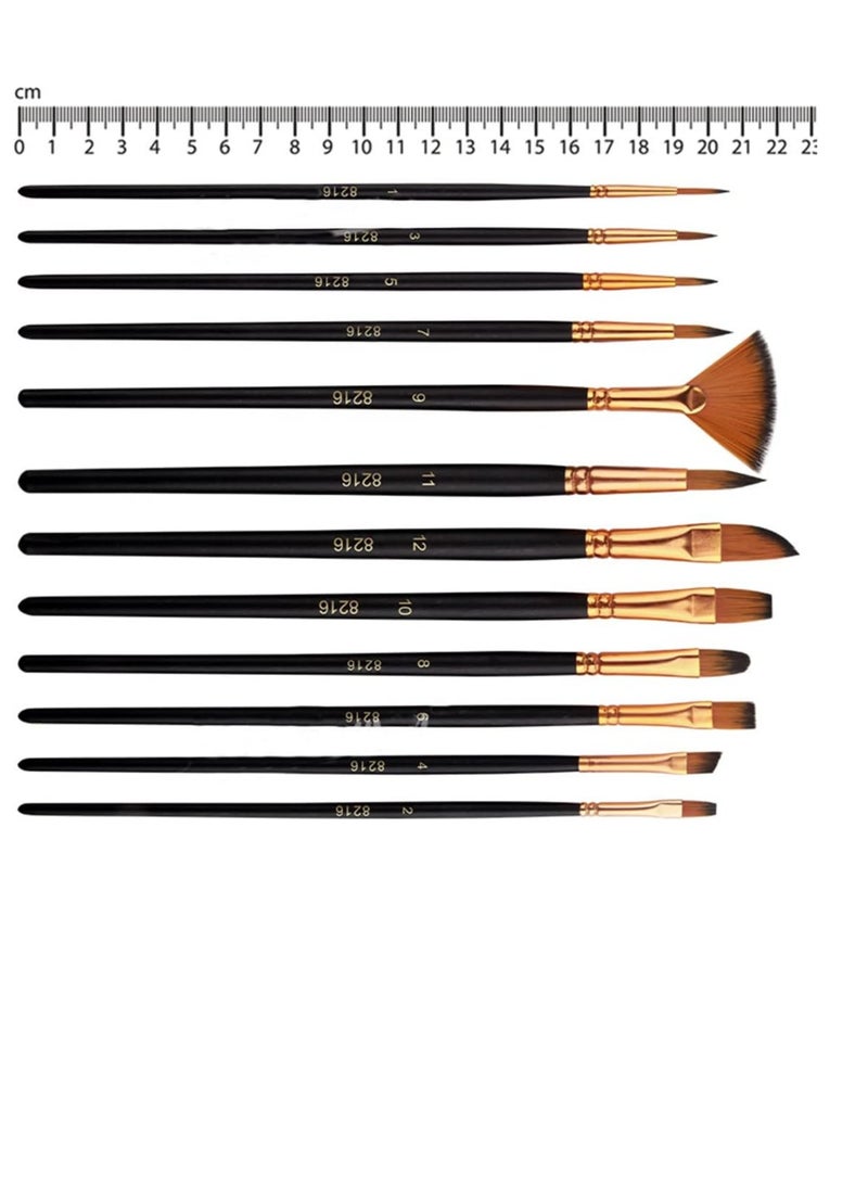 ECVV Artist Paint Brush Set of 12pcs, Professional Painting Brushes Kit for Body Art, Face, Nail Art, Beginners Experts Paint Brushes, for Kids Adults - Image 4