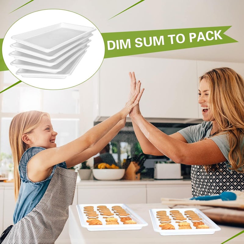 Macarrie 20Piece White Rectangular Plastic Serving Trays Disposable Modern Style 15 x 8 Inch for Party Buffet Wedding Catering Dessert Appetizer - Image 5