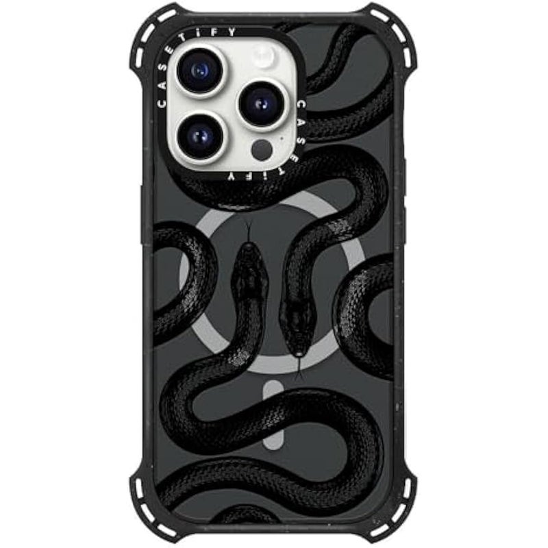 Casetify Bounce Case for iPhone 15 Pro 【6X Military Grade Drop Tested / 21.3ft Drop Protection/Compatible with Magsafe】 - Black Kingsnake - Triple Black - Image 3
