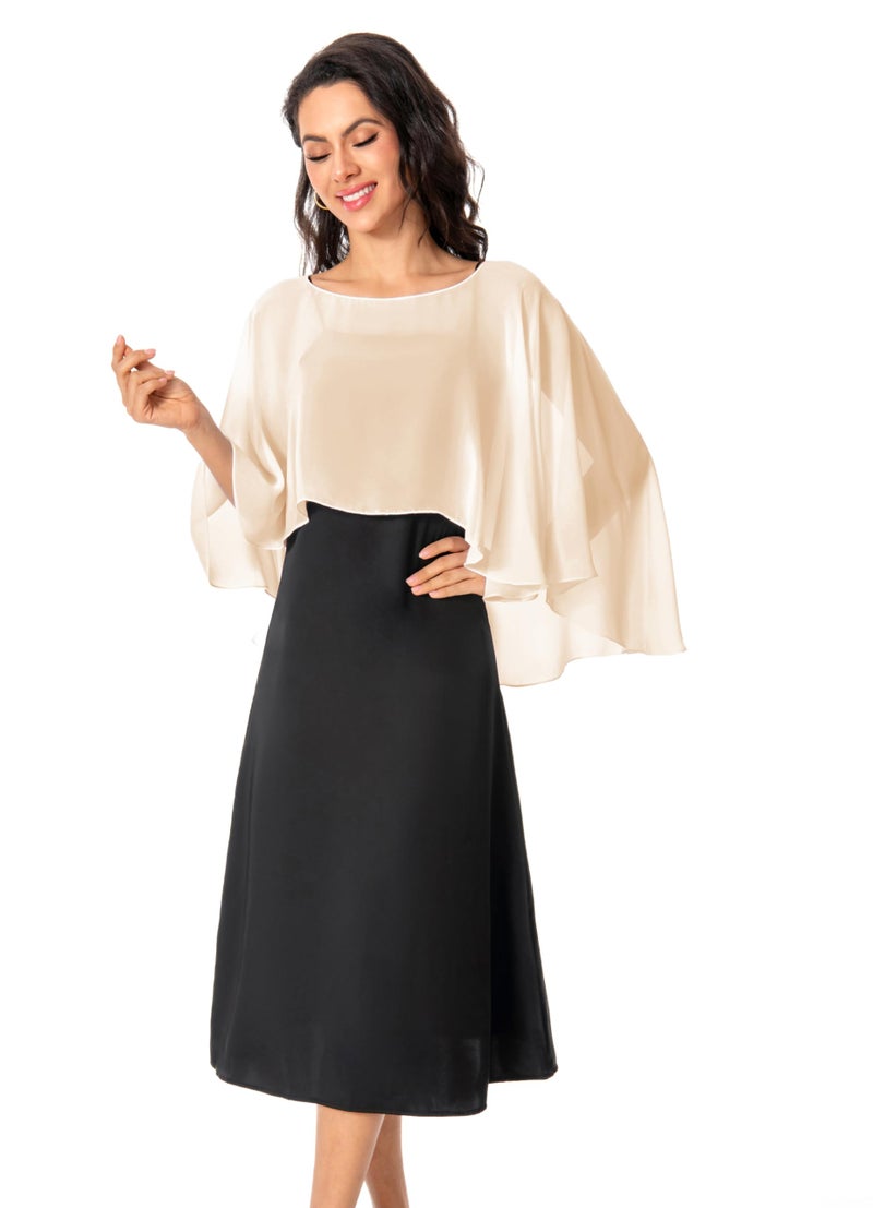 Baoqiya Women's Capelet Shawls and Wraps for Evening Dresses Soft Bridesmaid Shawl Chiffon Cape Wedding Cover Up (Champagne) - Image 2