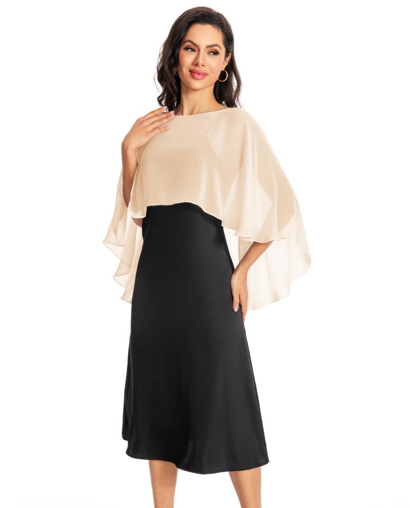 Baoqiya Women's Capelet Shawls and Wraps for Evening Dresses Soft Bridesmaid Shawl Chiffon Cape Wedding Cover Up (Champagne) - Image 3