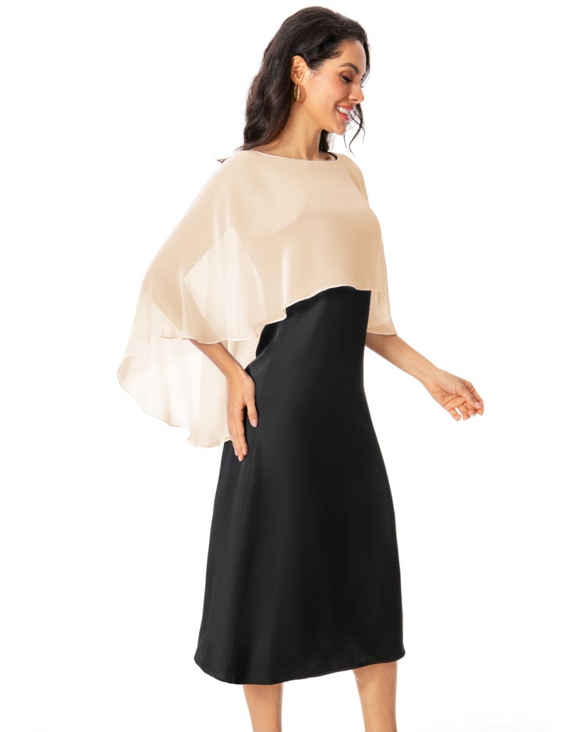 Baoqiya Women's Capelet Shawls and Wraps for Evening Dresses Soft Bridesmaid Shawl Chiffon Cape Wedding Cover Up (Champagne) - Image 4