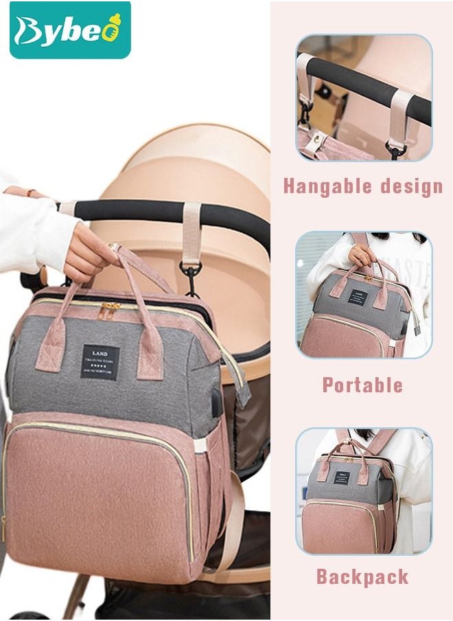 Bybeo - Baby Diaper Bag Backpack Multifunction Diapers Changing Station Toy Bar for Outdoor and Travel, Large Capacity Infant Shower Gifts, USB Port, 3 Toys - Image 1