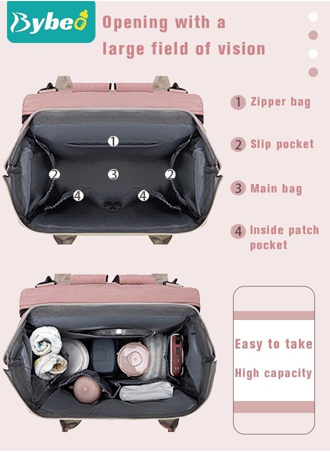 Bybeo - Baby Diaper Bag Backpack Multifunction Diapers Changing Station Toy Bar for Outdoor and Travel, Large Capacity Infant Shower Gifts, USB Port, 3 Toys - Image 1