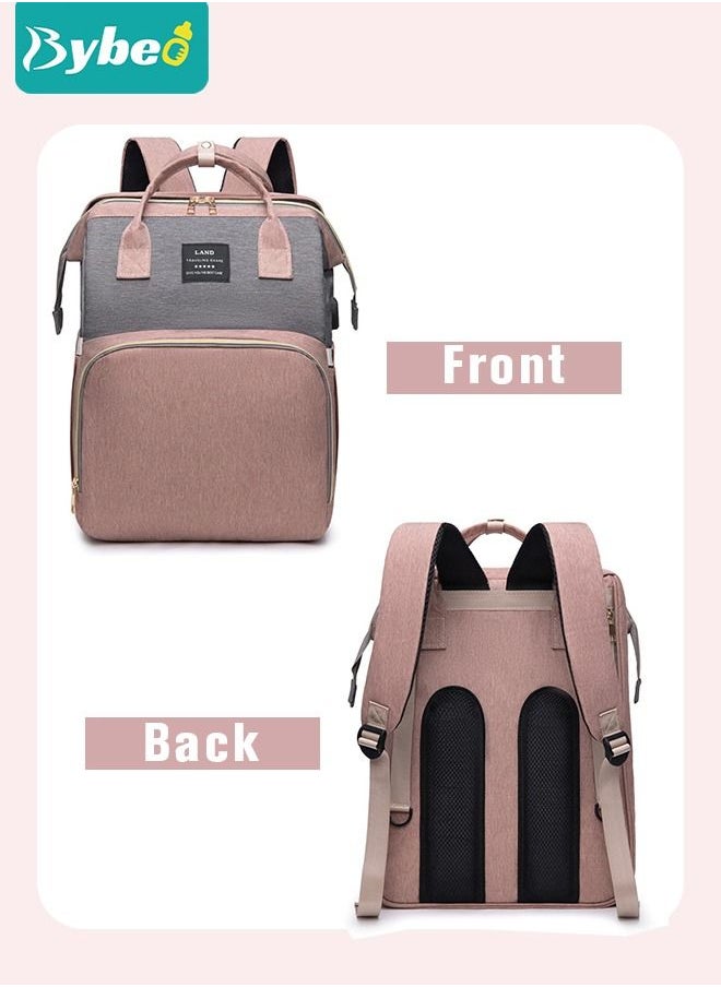 Bybeo - Baby Diaper Bag Backpack Multifunction Diapers Changing Station Toy Bar for Outdoor and Travel, Large Capacity Infant Shower Gifts, USB Port, 3 Toys - Image 1