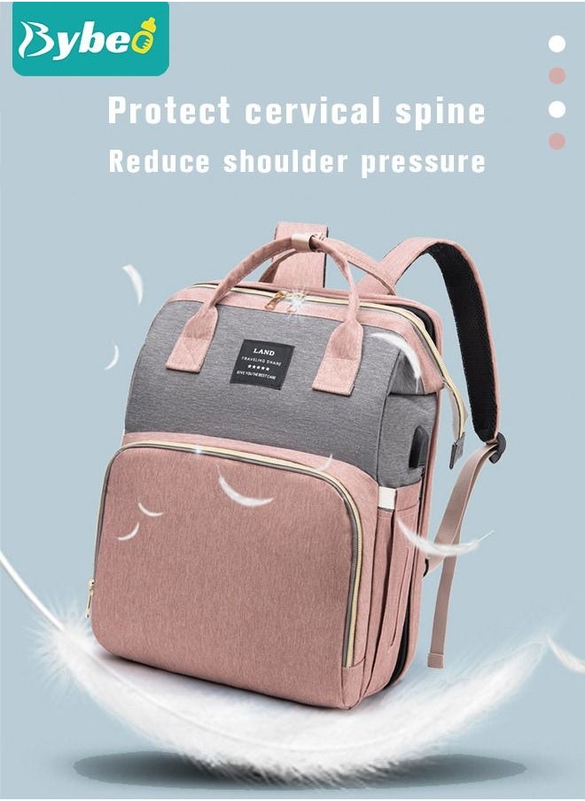 Bybeo - Baby Diaper Bag Backpack Multifunction Diapers Changing Station Toy Bar for Outdoor and Travel, Large Capacity Infant Shower Gifts, USB Port, 3 Toys - Image 1