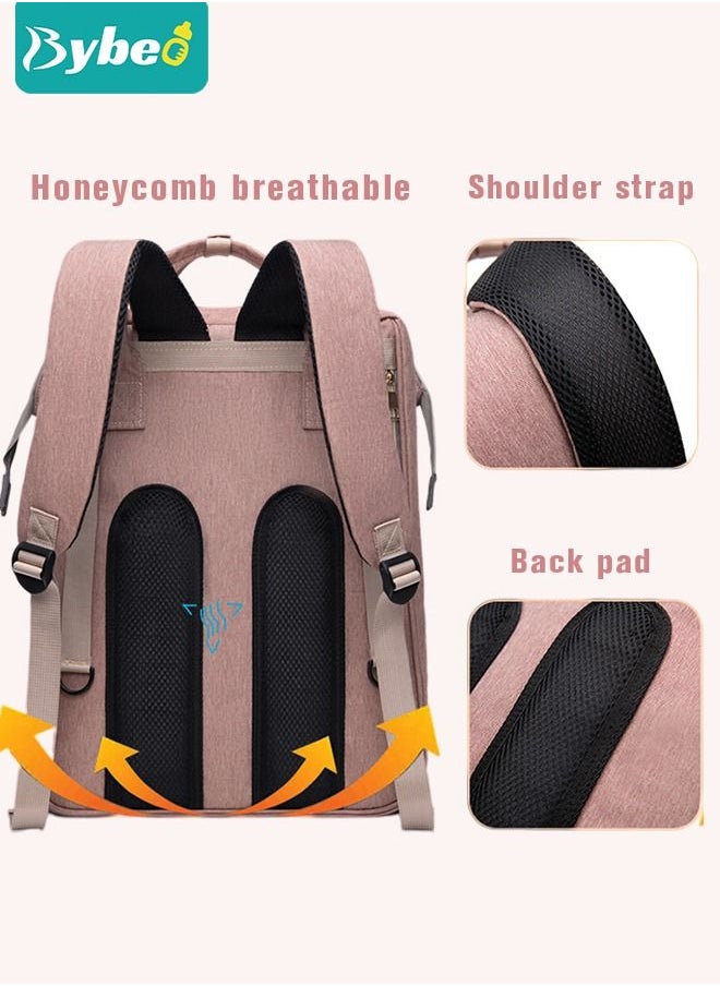 Bybeo - Baby Diaper Bag Backpack Multifunction Diapers Changing Station Toy Bar for Outdoor and Travel, Large Capacity Infant Shower Gifts, USB Port, 3 Toys - Image 1