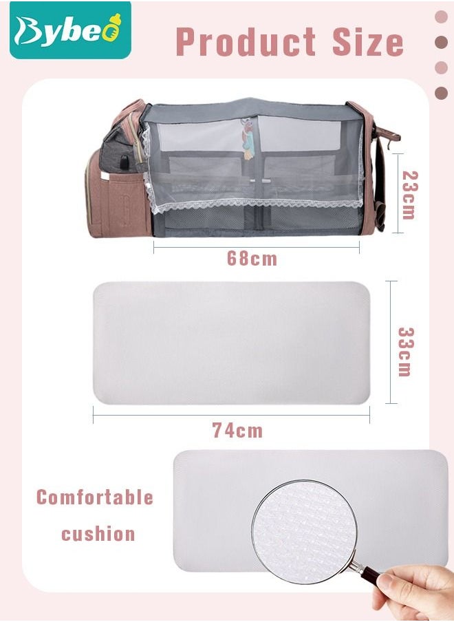 Bybeo - Baby Diaper Bag Backpack Multifunction Diapers Changing Station Toy Bar for Outdoor and Travel, Large Capacity Infant Shower Gifts, USB Port, 3 Toys - Image 1