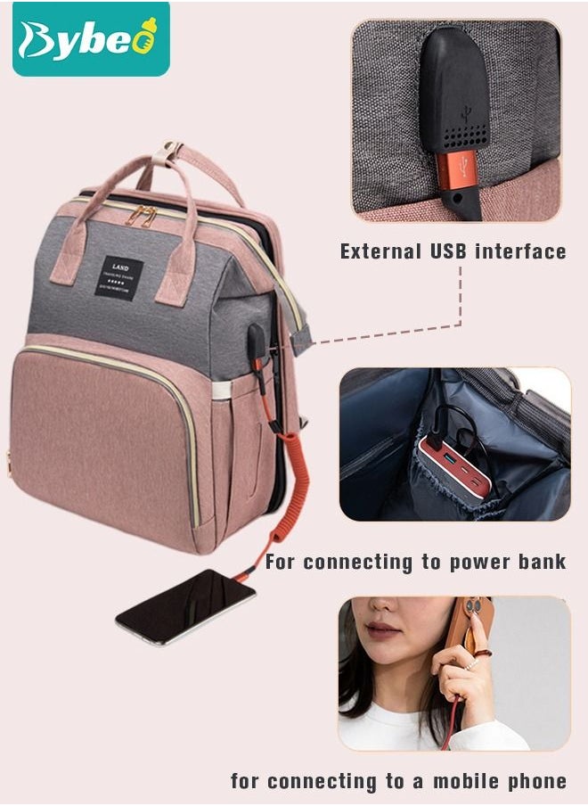 Bybeo - Baby Diaper Bag Backpack Multifunction Diapers Changing Station Toy Bar for Outdoor and Travel, Large Capacity Infant Shower Gifts, USB Port, 3 Toys - Image 1