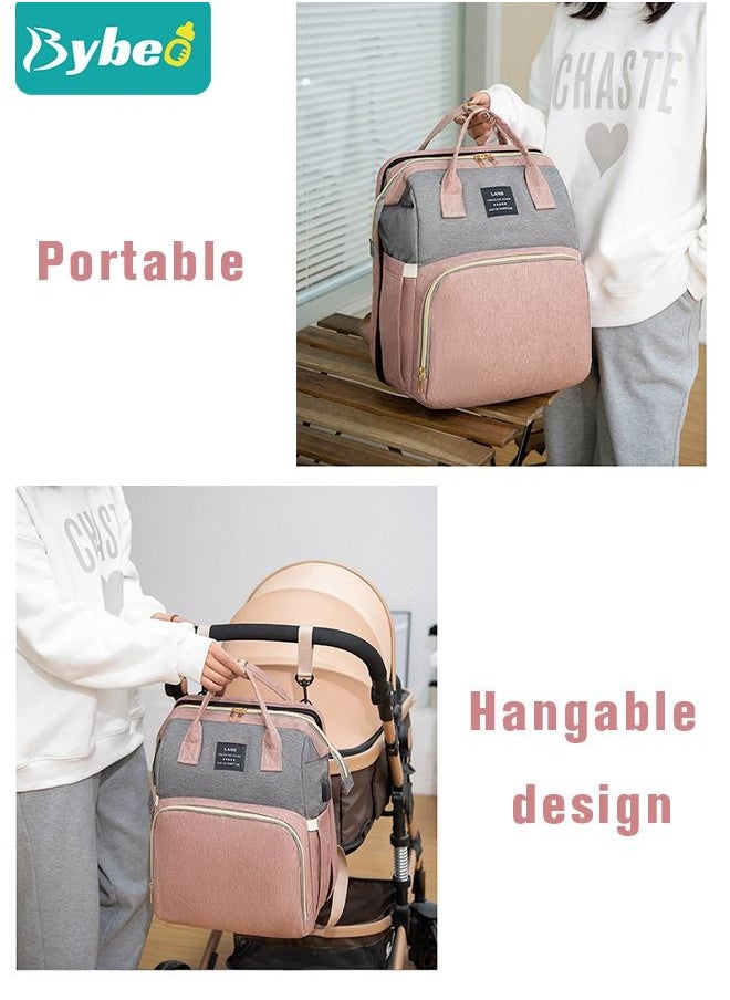 Bybeo - Baby Diaper Bag Backpack Multifunction Diapers Changing Station Toy Bar for Outdoor and Travel, Large Capacity Infant Shower Gifts, USB Port, 3 Toys - Image 1