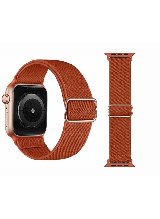 NIBEMINENT Solid Adjustable Braided Solo Band for Apple Watch Series 6/SE/5/4/3/2/1 44/42mm Orange - Image 2