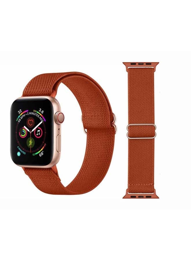 NIBEMINENT Solid Adjustable Braided Solo Band for Apple Watch Series 6/SE/5/4/3/2/1 44/42mm Orange - Image 1
