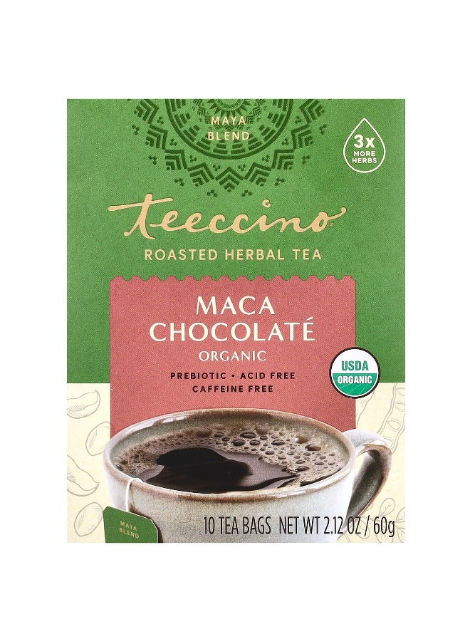 teeccino - Teeccino, Organic Roasted Herbal Tea, Maca Chocolate, Caffeine Free, 10 Tea Bags, 2.12 oz (60 g) - Image 1
