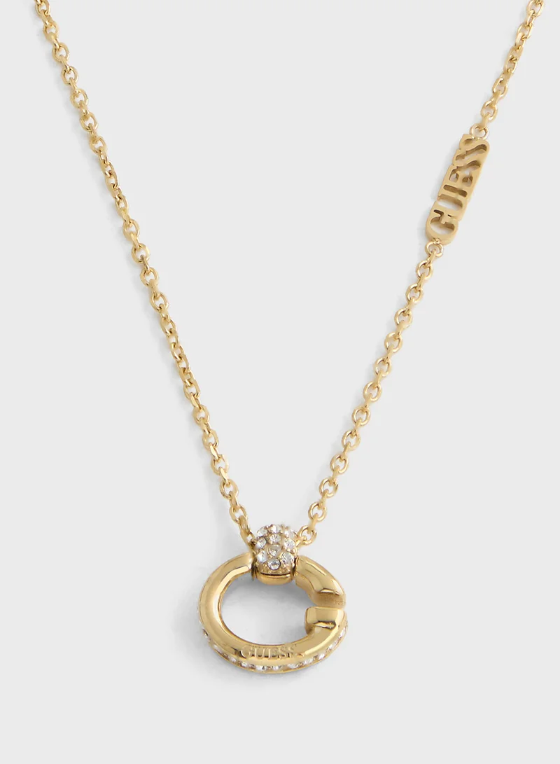 جس 16-18'' G Logo&Crys Charm Short Necklace