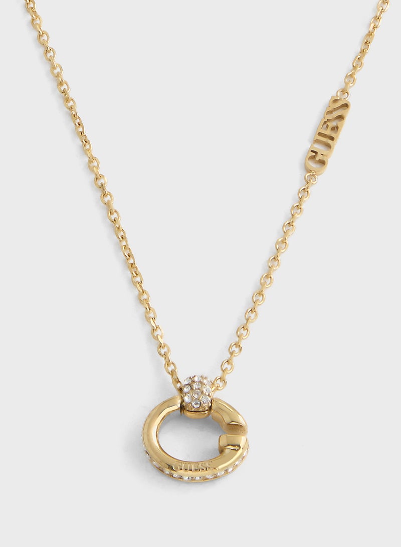 GUESS 16-18'' G Logo&Crys Charm Short Necklace  - Image 2