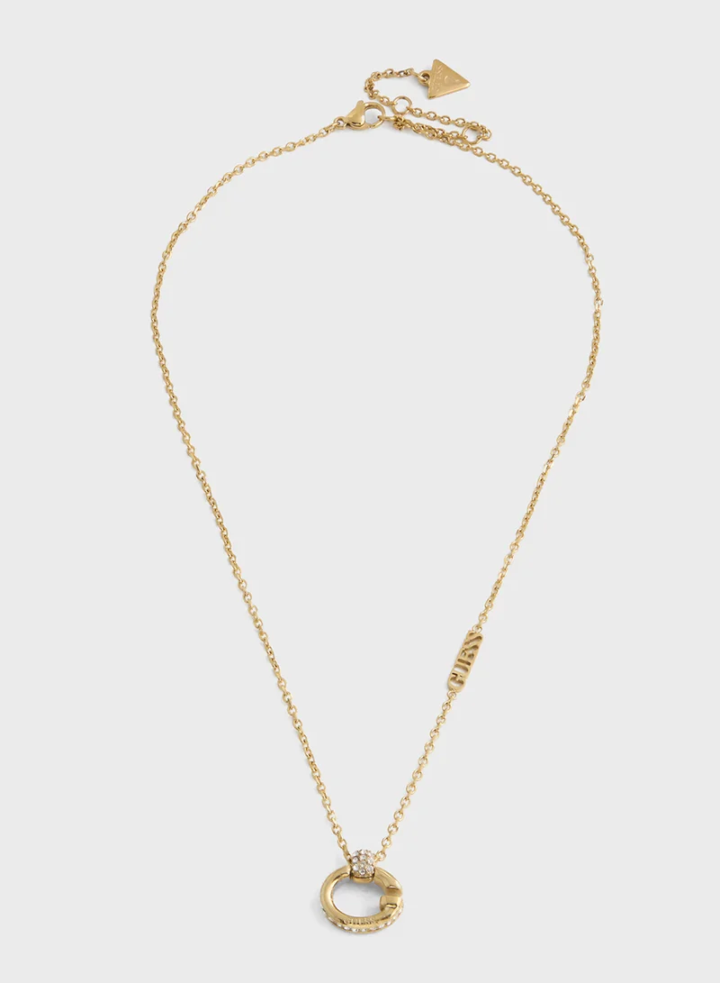 جس 16-18'' G Logo&Crys Charm Short Necklace
